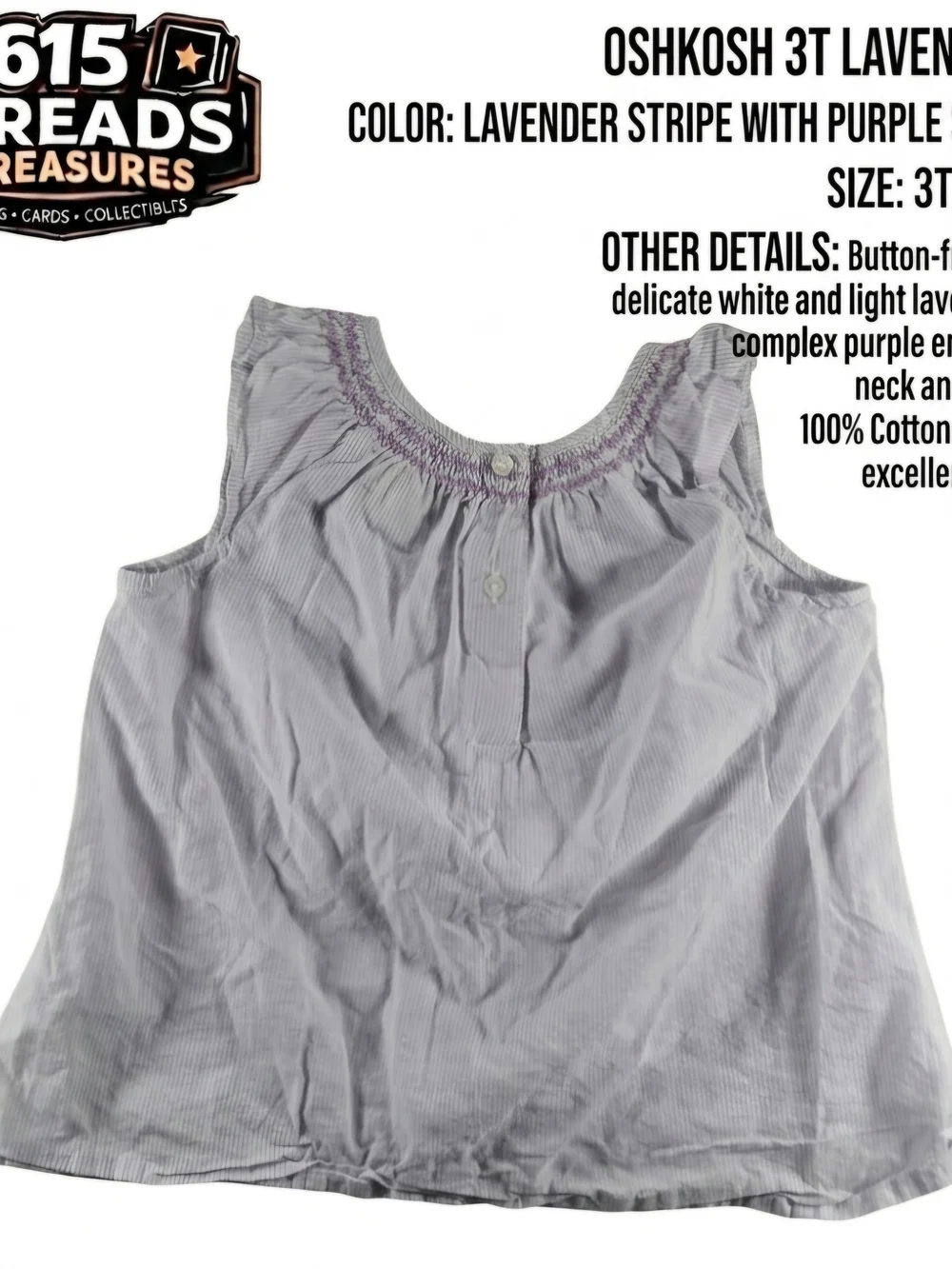OshKosh B'gosh Lavender Striped Tank with Purple Embroidery